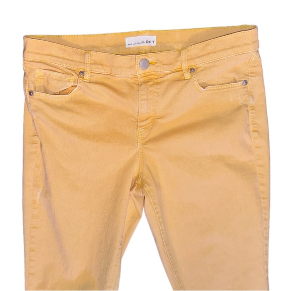 LOFT Modern skinny crop fray yellow jeans women’s size 8 - Picture 7 of 16
